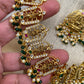 Lakshmi Pendent Dashavataram Necklace with Green Beads and Pearls