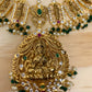 Lakshmi Pendent Dashavataram Necklace with Green Beads and Pearls