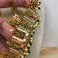 Lakshmi Pendent Dashavataram Necklace with Green Beads and Pearls