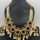 Black Carved Stone CZ and Pearls Necklace