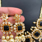 Black Carved Stone CZ and Pearls Necklace