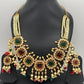 Multi Color Carved Stone CZ and Pearls Necklace
