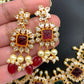 Multi Color Carved Stone CZ and Pearls Necklace