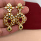 CZ Red Green Stone Pearls Short Necklace