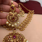 Red Stone Mango Matte Finish Short Necklace