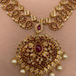 Red Stone Mango Matte Finish Short Necklace