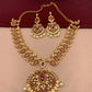 Red Stone Mango Matte Finish Short Necklace