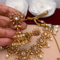 CZ Floral Pattern Short Necklace Set with Jhumki and Maang Teeka