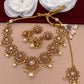 CZ Floral Pattern Short Necklace Set with Jhumki and Maang Teeka