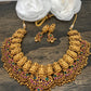 Goddess Lakshmi Red Green Kemp Short Necklace Set