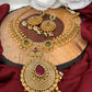 CZ Multi Stone Goddess Lakshmi Coin Links Short Necklace Set