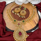 CZ Multi Stone Goddess Lakshmi Coin Links Short Necklace Set