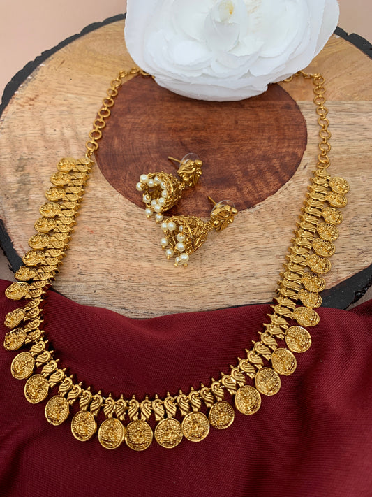 Goddess Lakshmi Coins Short Necklace