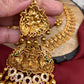 Goddess Lakshmi Red Green Stone Lakshmi Coins Short Necklace