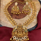Goddess Lakshmi Red Green Stone Lakshmi Coins Short Necklace