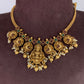 Chain Style Goddess Lakshmi Peacock Red Green Kemp matte finish Short Necklace
