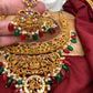 Goddess Lakshmi Red Green Beads Kanthi Neckline Necklace