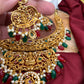 Goddess Lakshmi Red Green Beads Kanthi Neckline Necklace