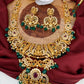 Goddess Lakshmi Peacock Green beads Neckline Necklace