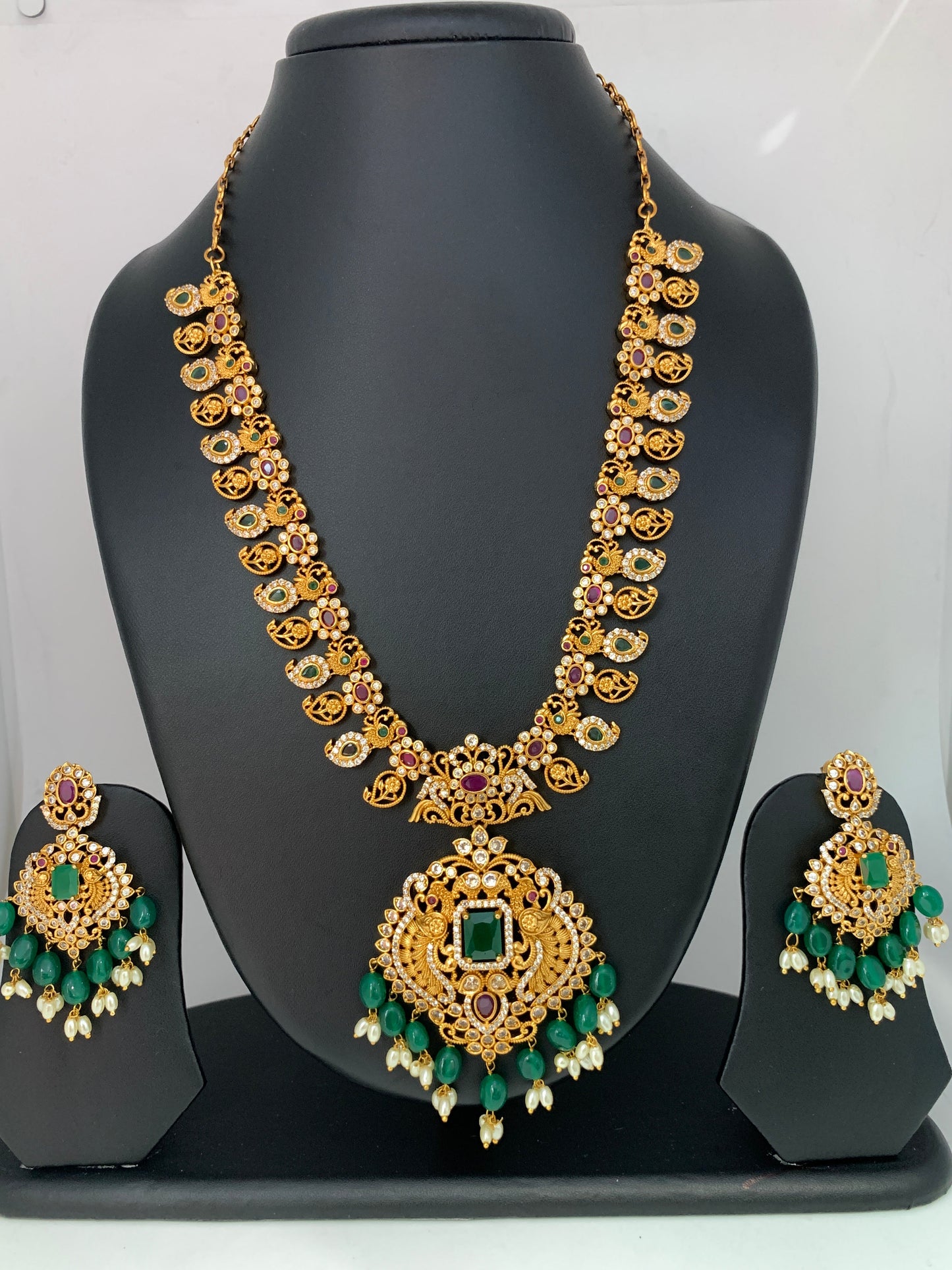 Multi Stone Green beads Mango Necklace