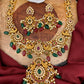 Multi Stone Red Green beads Peacock Pattern Necklace