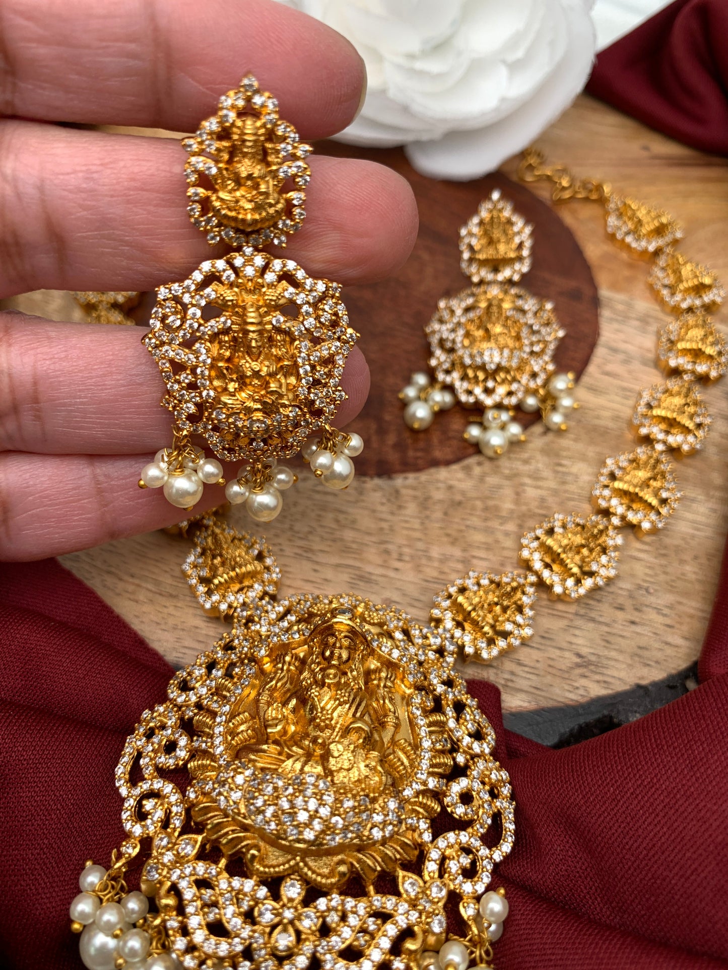Goddess Lakshmi Pendent Goddess Lakshmi Links CZ Necklace