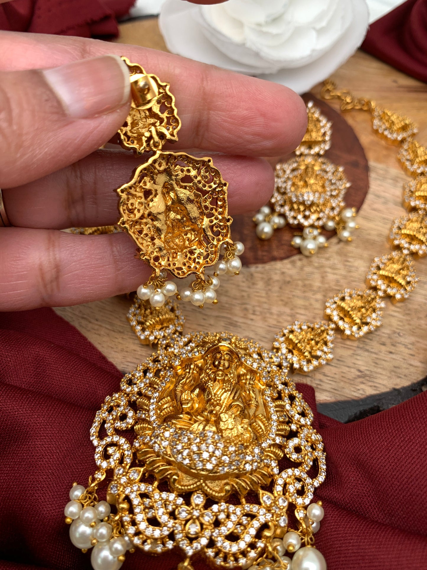 Goddess Lakshmi Pendent Goddess Lakshmi Links CZ Necklace