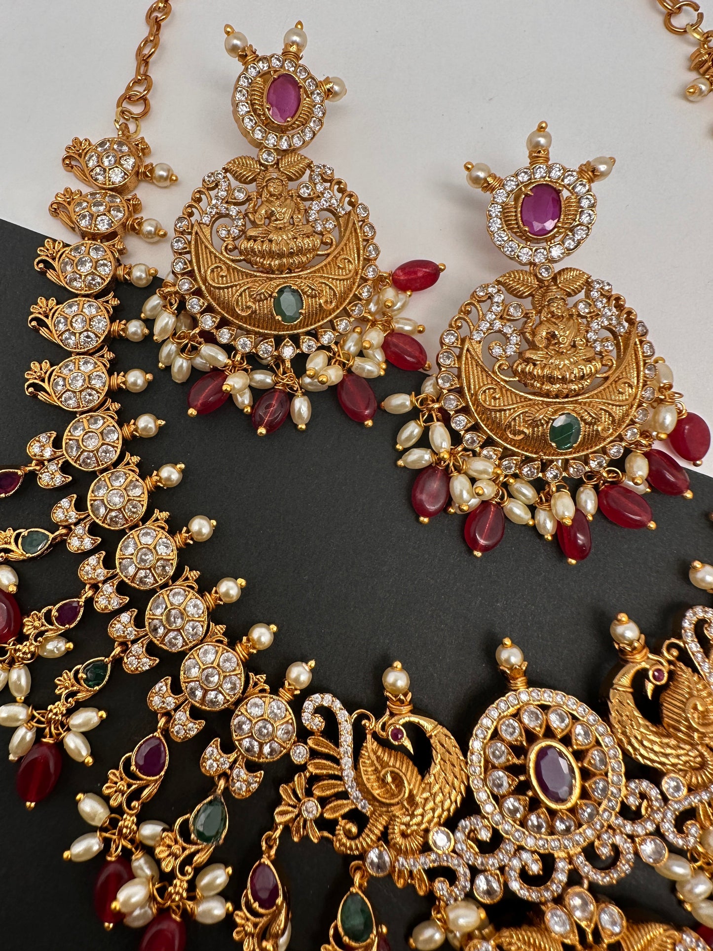 Goddess Lakshmi Multi Stone Red beads Necklace