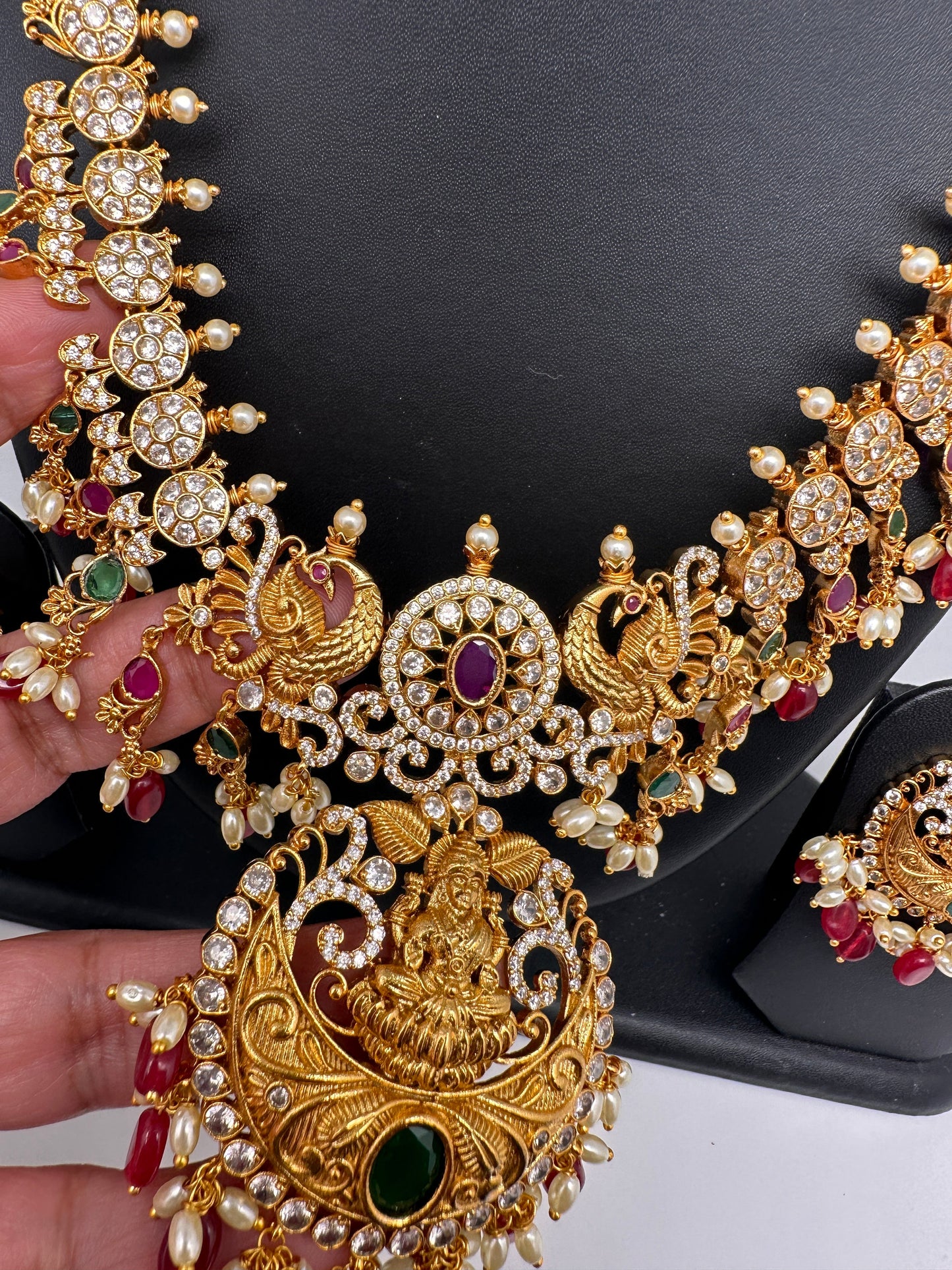 Goddess Lakshmi Multi Stone Red beads Necklace