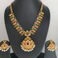 Red Green Stone CZ Pearls Ethnic Necklace
