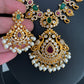 Red Green Stone CZ Pearls Ethnic Necklace
