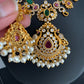 Red Green Stone CZ Pearls Ethnic Necklace