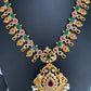 Red Green Stone CZ Pearls Ethnic Necklace