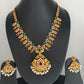 Red Green Stone CZ Pearls Ethnic Necklace