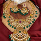 Red Green Stone Peacock Green beads Ethnic Necklace