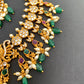 Goddess Lakshmi Peacock Rice Pearls Green beads Short Guttapusalu Necklace