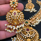 AD Red Green Multi Stone Rice Pearls Guttapusalu Necklace