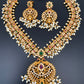 AD Red Green Multi Stone Rice Pearls Guttapusalu Necklace