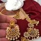 Goddess Lakshmi CZ Red Green Stone Short Necklace