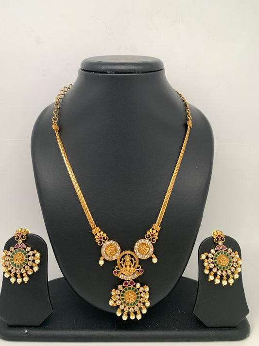 Goddess Lakshmi Matte Finish Chain Style Necklace