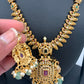 AD Red Stone Mint Green beads Ethnic Short Necklace