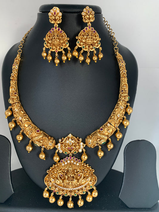 Goddess Lakshmi Golden Kanthi Necklace