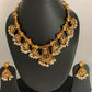 Elephant Design Matte Finish Red Green Multi Stone Ethnic Necklace