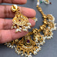 Elephant Design Matte Finish Red Green Multi Stone Ethnic Necklace