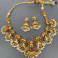 Elephant Design Matte Finish Red Green Multi Stone Ethnic Necklace