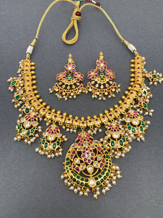 CZ Red Green Multi Kemp Guttapusalu