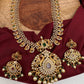 Red Green Multi Stone CZ Matte Finish Mango Ethnic Mala