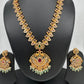 Green beads CZ Matte Finish Peacock Design Ethnic Necklace