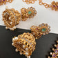 Goddess Lakshmi Red Kemp Green beads CZ Matte Finish Necklace