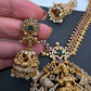 Goddess Lakshmi Red Kemp Green beads CZ Matte Finish Necklace